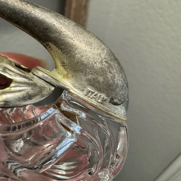 Pair of Italian vintage glass swan salt cellars with silver articulated wings - Picture 7 of 7